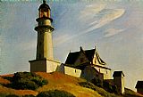 Edward Hopper Famous Paintings - The Lighthouse at Two Lights